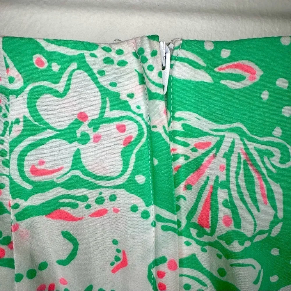 Lilly Pulitzer Beach Bash Corrie Green and White Mini Skirt Size 2
